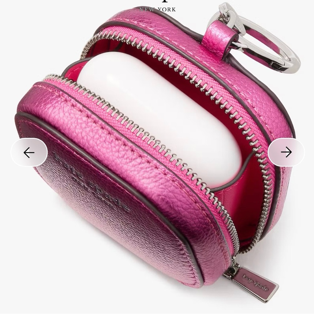 Kate Spade Ava Metallic Bikini Pink Airpods Lanyard Case NWT - Picture 5 of 10